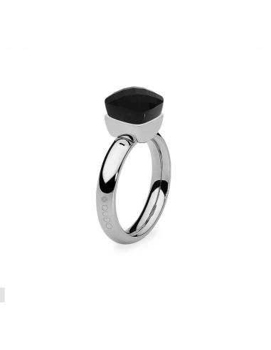 Bague Firenze De Qudo En Acier Et Son Cristal Noir 610717