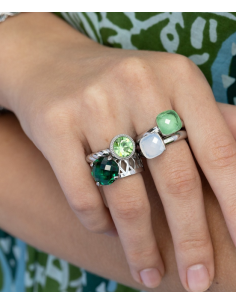 Bague Firenze De Qudo En Acier Et Son Cristal Péridot 610843 2