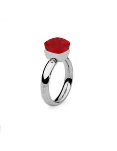 Bague Firenze De Qudo En Acier Et Son Cristal Rouge 612312