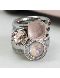 Bague Firenze De Qudo En Acier Et Son Cristal Rose Vintage 610182 2
