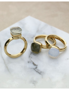 Bague Firenze De Qudo En Acier Jaune Et Son Cristal Gris Clair 610328 2