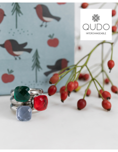 Bague Firenze De Qudo En Acier Et Son Cristal Rouge 612312 2