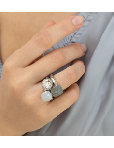 Bague Firenze De Qudo En Acier Et Son Cristal Blanc 611149 2