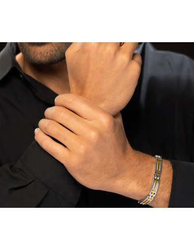 Bracelet Acier Bicolore Et Câble De Chez Jourdan JH110025B