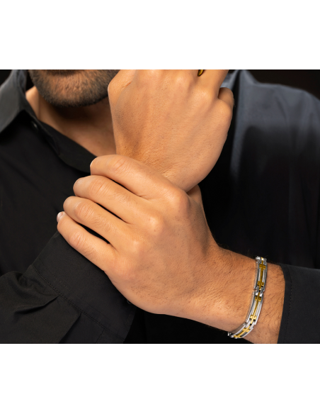 Bracelet Acier Bicolore Et Câble De Chez Jourdan JH110025B