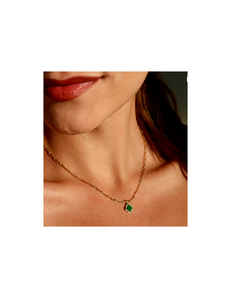 Collier Légende En Argent Doré CHARLES GARNIER Trèfle Et Malachite