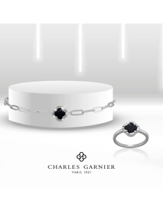 Bague Trèfle Noir CHARLES GARNIER En Argent Et Agate Noire AGF170207R 2