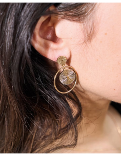 Boucles D'Oreilles Pendantes Zéphir De Saunier En Plaqué Or 2