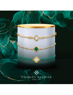 Bracelet Légende Trèfle En Argent Doré CHARLES GARNIER Malachite 2