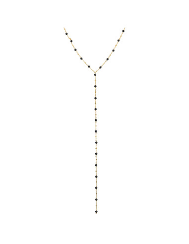 Collier cravate argent doré pierres Spinelle noires