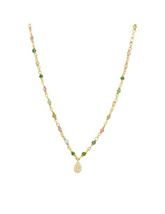 Collier argent doré goutte serti blanc pierres multi-tourmaline