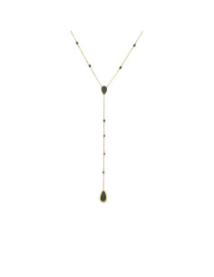 Collier argent doré cravate pierres spinelle noire