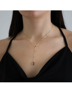 Collier argent doré cravate pierres spinelle noire 2
