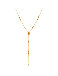 Collier en argent cravate doré pierre naturelle œil de tigre