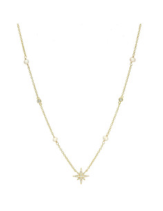 Collier argent doré étoile et perles naturelles blanches