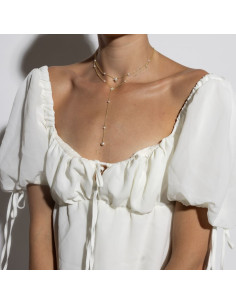 Collier argent doré étoile et perles naturelles blanches 2
