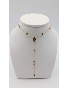 Collier en argent cravate doré pierre naturelle œil de tigre 2