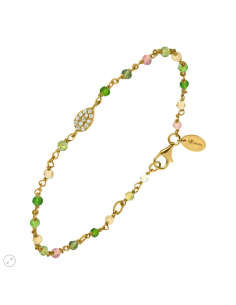 Bracelet En Argent Doré Goutte Serti Blanc Pierres Multi-Tourmaline