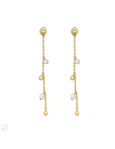 Boucles D'oreilles Argent Doré Perles Naturelles Blanches Et Dorées