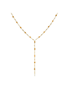 Collier Cravate Argent Doré Perles Naturelles Oeil De Tigre
