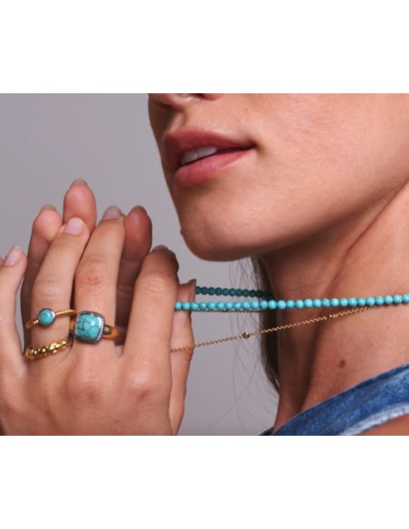 Bague Solitaire En Plaqué Or Et Turquoise Ti Sento 12332TQ