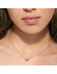 Collier Argent Shine Me Up avec papillon brillant Rose 241902/007 2