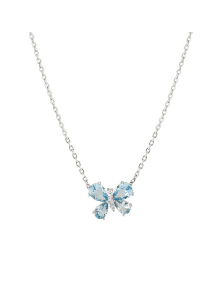 Collier Argent Shine Me Up Avec Papillon Brillant Bleu 241902/005