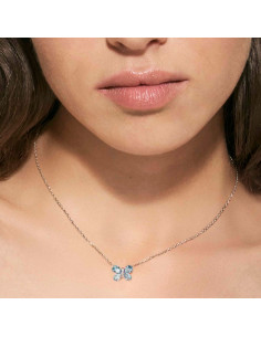 Collier Argent Shine Me Up Avec Papillon Brillant Bleu 241902/005 2
