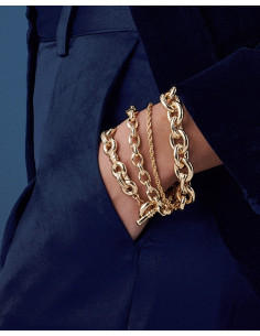 Bracelet AGATHA souple XOXO En Laiton Doré 2