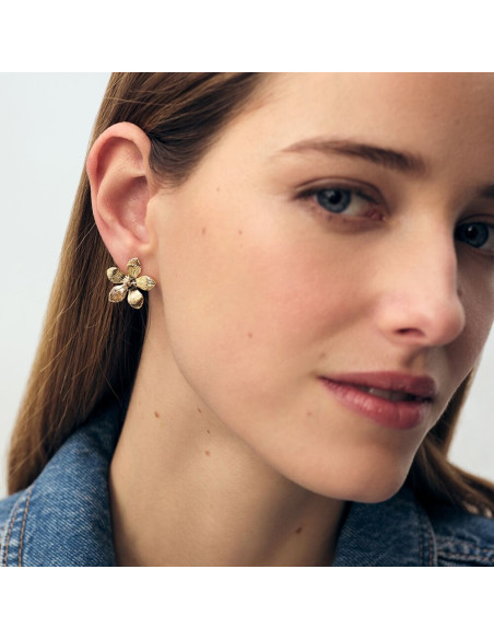 Boucles D'oreilles AGATHA Puces BLOOM En Laiton Doré 02380304-157