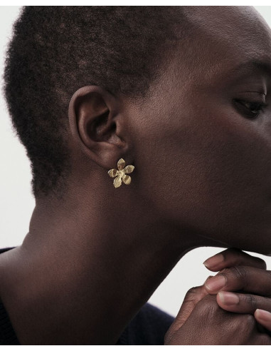 Boucles D'oreilles AGATHA Puces BLOOM En Laiton Doré 02380304-157