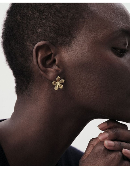 Boucles D'oreilles AGATHA Puces BLOOM En Laiton Doré 02380304-157