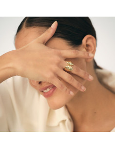 Bague AGATHA  Large N-13 En Laiton Doré 2