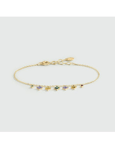 Bracelet AGATHA Souple BELOVED En Argent Doré Avec Des Oxydes Multicolores Pampilles 2