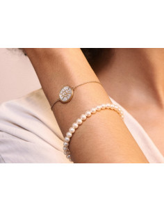 Bracelet Chaine Porte-Bonheur Coeur Les Georgettes Métal Doré Et Nacre 2