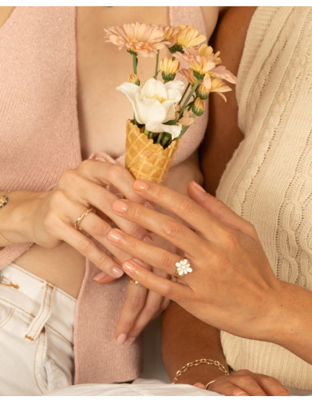 Bague Saunier Jasmin En résine Et Plaqué or