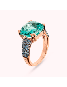 Bague Cocktail BRONZALLURE  Prisma Gem Carrée Vert et Pavé WSBZ02179.green