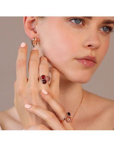 Bague Trilogie BRONZALLURE  en Pierre Prisma Mosaïque Rose wsbz02320.mo-ru