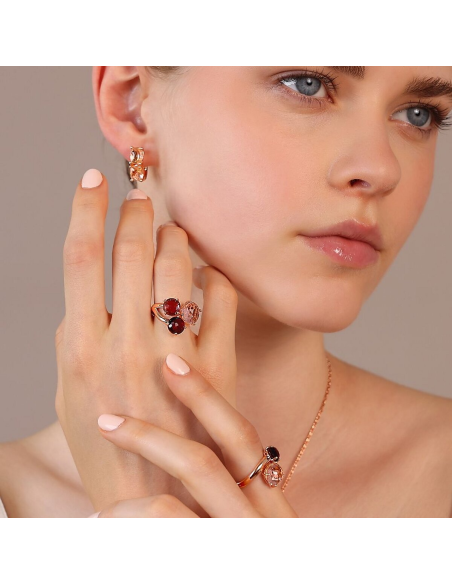 Bague Trilogie BRONZALLURE  en Pierre Prisma Mosaïque Rose wsbz02320.mo-ru