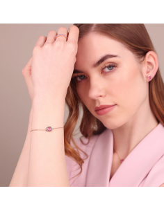 Bracelet Chaîne Forçat BRONZALLURE Prisme Baguette Rose 2