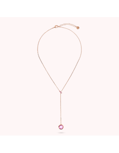 Collier Cravate BRONZALLURE  Pendentif  Prisme Rond Rose WSBZ02151.KU