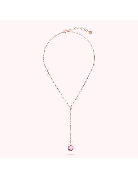 Collier Cravate BRONZALLURE  Pendentif  Prisme Rond Rose WSBZ02151.KU