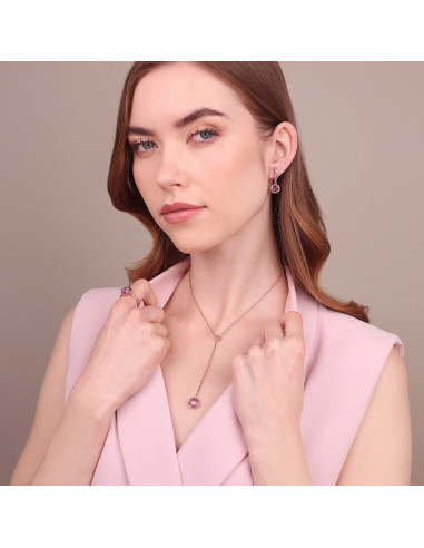 Collier Cravate BRONZALLURE  Pendentif  Prisme Rond Rose WSBZ02151.KU