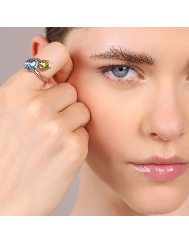 Bague Vous &Moi BRONZALLURE Prisma Mosaïque Bleu Et Vert