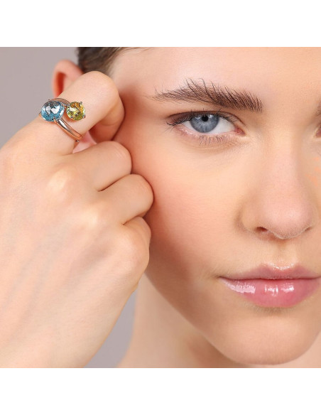 Bague Vous &Moi BRONZALLURE Prisma Mosaïque Bleu Et Vert