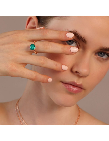 WSBZ02309-Bague Cocktail BRONZALLURE Pierre Prisma Mosaïque Vert/BlEU