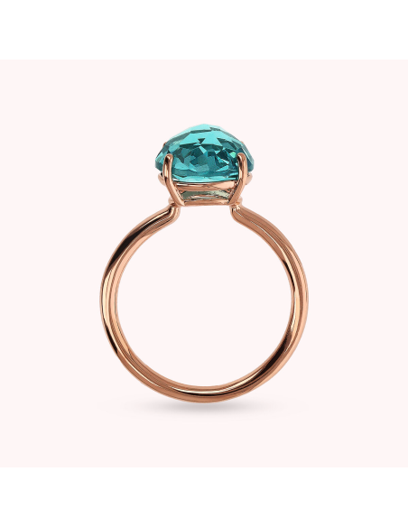 WSBZ02309-Bague Cocktail BRONZALLURE Pierre Prisma Mosaïque Vert/BlEU