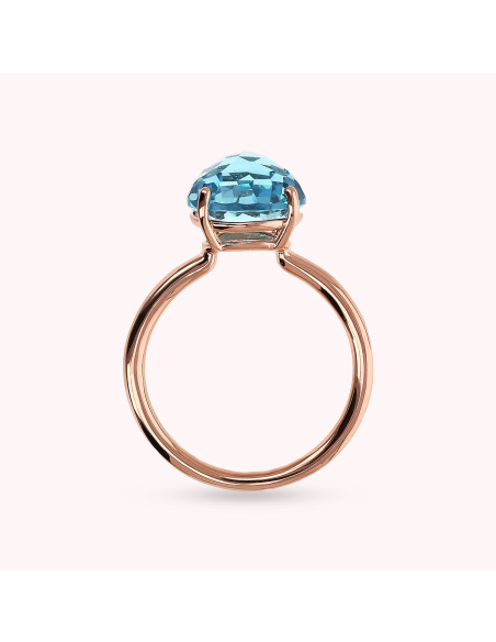 WSBZ02309-Bague Cocktail BRONZALLURE Pierre Prisma Mosaïque Celeste