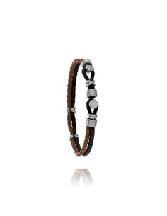 Bracelet Argon De Jourdan En Acier Et Cuir