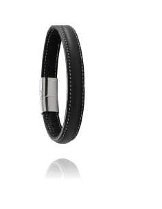 Bracelet Lisso De Jourdan En Cuir Noir